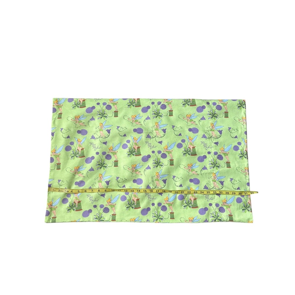 Disney Tinker Bell Pillowcase Green Fairy Print Handmade Standard Size - Picture 5 of 6